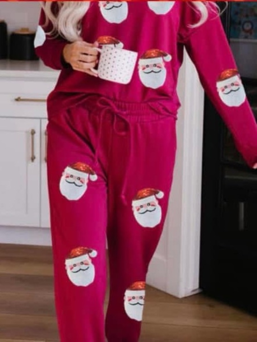 Womans Santa Face Set - Berry
